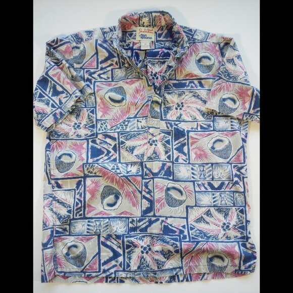 Alfred Shaheen Reyn Spooner Hawaiian Shirt Pullover Reverse Print Coconuts M - Picture 4 of 6
